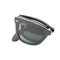 Ray-Ban Ray Ban Folding Wayfarer RB4105 601/58 Black/Crystal Green Polarized 54mm Sunglasses, 54 mm