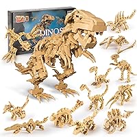 UNEEDE Dinosaur Toys,12 in 1 Dinosaur Building Block Set,STEM Toys,Gifts for 6 Plus Year Old Kids, Boys & Girls