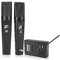 Pyle Portable Dual Wireless Microphone System | Rechargeable Battery, Easy Carry Mic & Receiver Set - Included 2 Handheld Transmitter, 1 Receiver, ¼ Plug for PA Karaoke - PDWM2234 (Black)