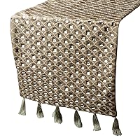 The HomeCentric Gold Table Runner, Luxury Silk with Embroidery and Crystal Gold Silk 14 x 36 inch Long, Wedding Decor Table Linen Modern Table Runner - Crystal Gazer