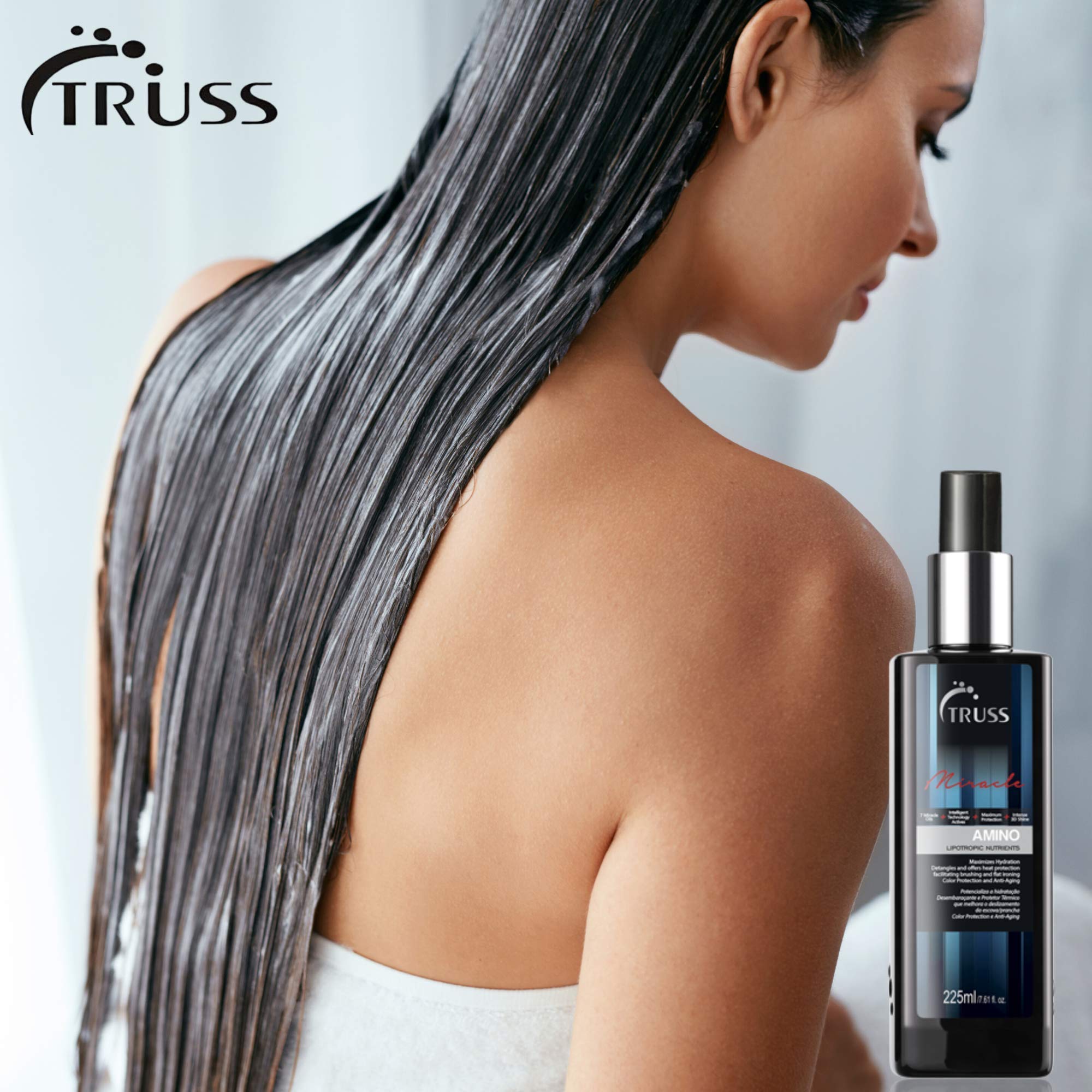 TRUSS Professional Amino Miracle - Heat Protectant Spray Bundle with Miracle Shampoo and Deluxe Prime Hair Treatment
