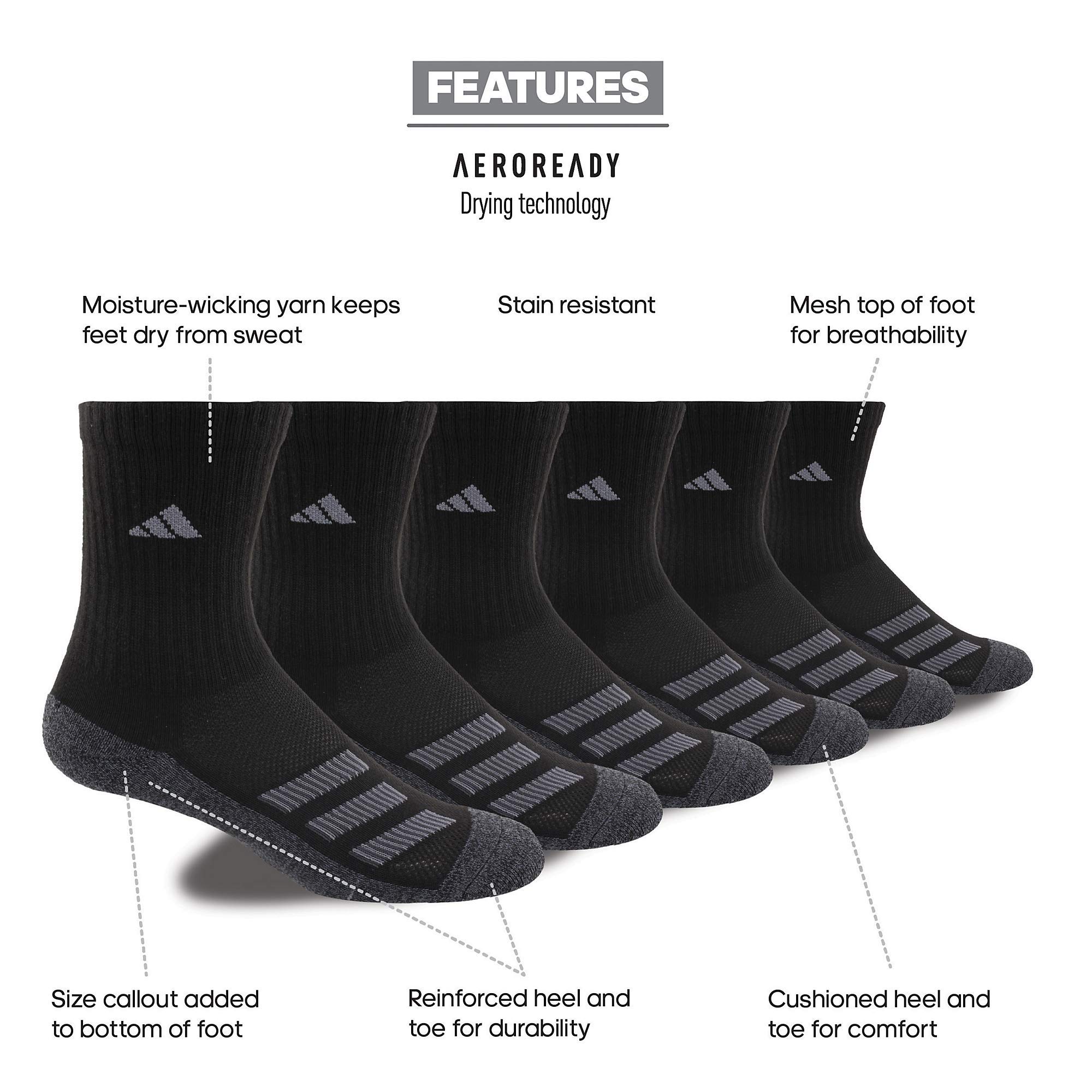 adidas Kids-Boy's/Girl's Cushioned Angle Stripe Crew Socks (6-Pair)