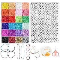 Beads for Threading, 16,000 Pieces Beads Set for Bracelets, 3 mm, 48 Colour  Glass Beads Set with 300 Letter Beads, Colourful Jewellery Crafts for