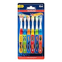 6-Pack Hot Wheels Toothbrush for Kids, Kids Battery Powered Toothbrushes, Toothbrush Pack, Soft Bristle Toothbrushes for Kids, Toddler Toothbrush Ages 2-4, Multicolor