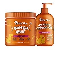 Omega 3 Alaskan Fish Oil Chew Treats for Dogs - with AlaskOmega for EPA & DHA + Pure Wild Alaskan Salmon Oil for Dogs & Cats - Omega 3 Skin & Coat Support