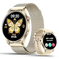 SZHELEJIAM Smartwatch Women's Phone Function, 1.43 Inch Amoled Always-On Display, Watch with Heart Rate Monitor SpO2 Sleep Monitor Heart Rate Monitor Fitness Tracker for iOS Android Gold