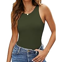 GRAPENT Sleeveless Bodysuits for Women Basic Sexy Crew Neck Racerback Tank Tops Body Suit Going Out