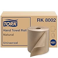 Tork Paper Hand Towel Roll Natural H21, Universal, 100% Recycled Fiber, 6 Rolls x 800 ft, RK8002