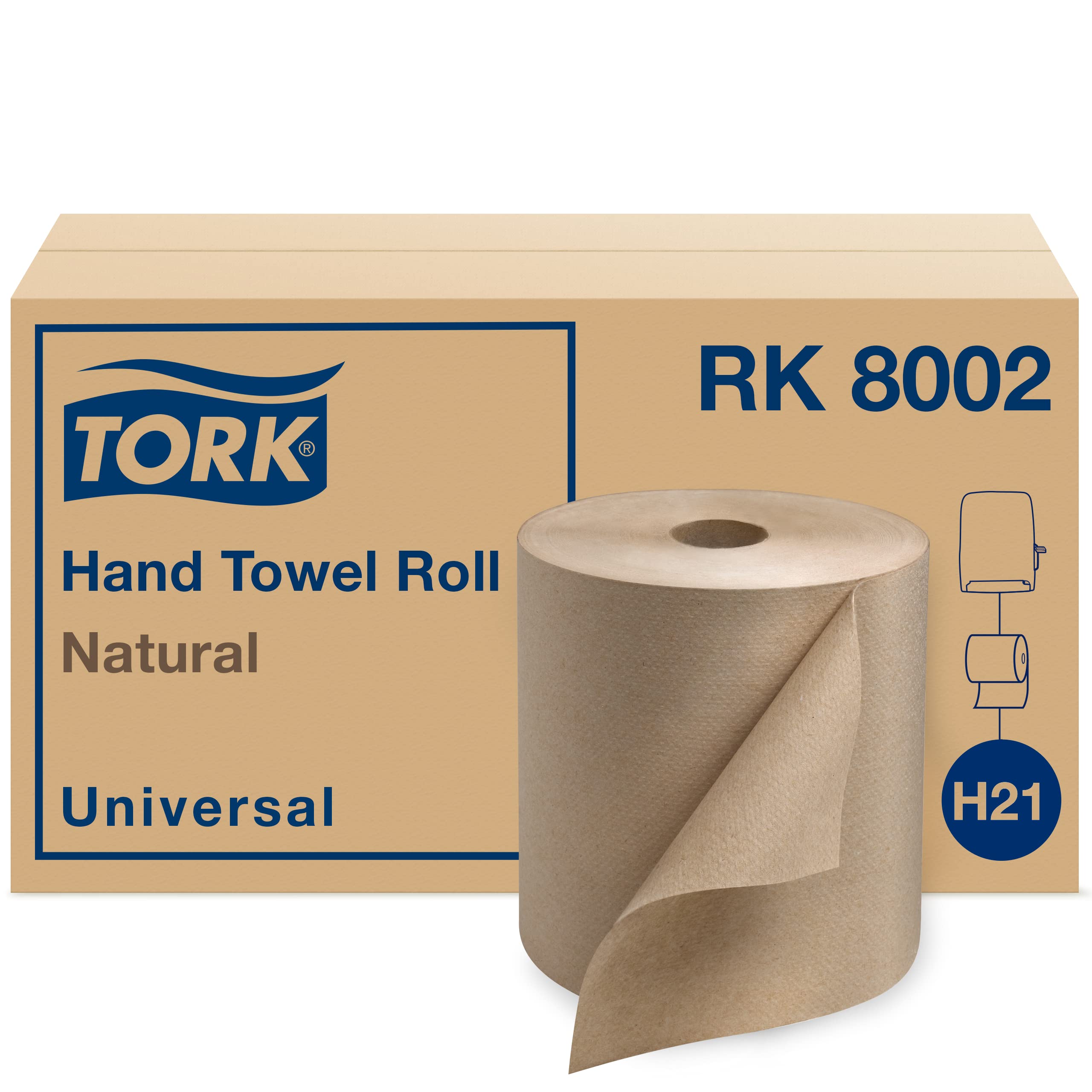 Tork Paper Hand Towel Roll Natural H21, Universal, 100% Recycled Fiber, 6 Rolls x 800 ft, RK8002