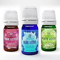Blue, Pink and White Lotus Essential Oils Bundle