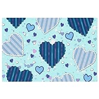 Blue Hearts Pattern Cute Heat Resistant Washable Oxford Cloth Table Mats Set of 4 Home Kitchen Decoration, Easy to Clean