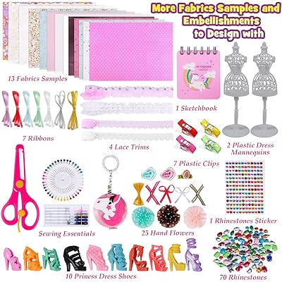 Fashion Designer Kit for Girls with 5 Mannequins - Creativity DIY Arts and  Crafts Kit Educational Toys - Sewing Kit for Kids Ages 8-12 - Teen Girls