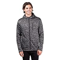 Men's Sherpa Lined Cozy Knit Full Zip Hoodie, Black Marled Gray, Small