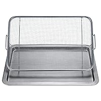 Extra Large Air Fryer Basket For Oven, 18.1x11.8inch Stainless Steel Large Air Fryer Tray For Oven, Non-sitck Grill Basket Air Fryer Pan, Baking Sheet Cookie Sheet 2 Piece Set