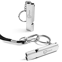 2 Emergency/Survival Whistles on Keychain or Lanyard - Personal Safety for Women and Kids - Easy to Blow and Ultra Loud, Whistle Provides Protection/Security When Outdoors