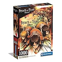 Clementoni - Attack On Titans Titans-1000 Pieces, Poster Included, Anime, Manga, Fun for Adults, Made in Italy, 39923, Multicoloured