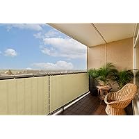 ColourTree 3' x 10' Beige Balcony Privacy Screen - Apartment Porch Railing Patio Fence Windscreen Fabric Cloth - Commercial Grade 170 GSM - 3 Years Warranty - We Make Custom Size