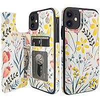HAOPINSH for iPhone 11 Wallet Case with Card Holder, Floral Flower Pattern Back Flip Folio PU Leather Kickstand Card Slots Case for Women Girls, Double Magnetic Clasp Shockproof Cover 6.1
