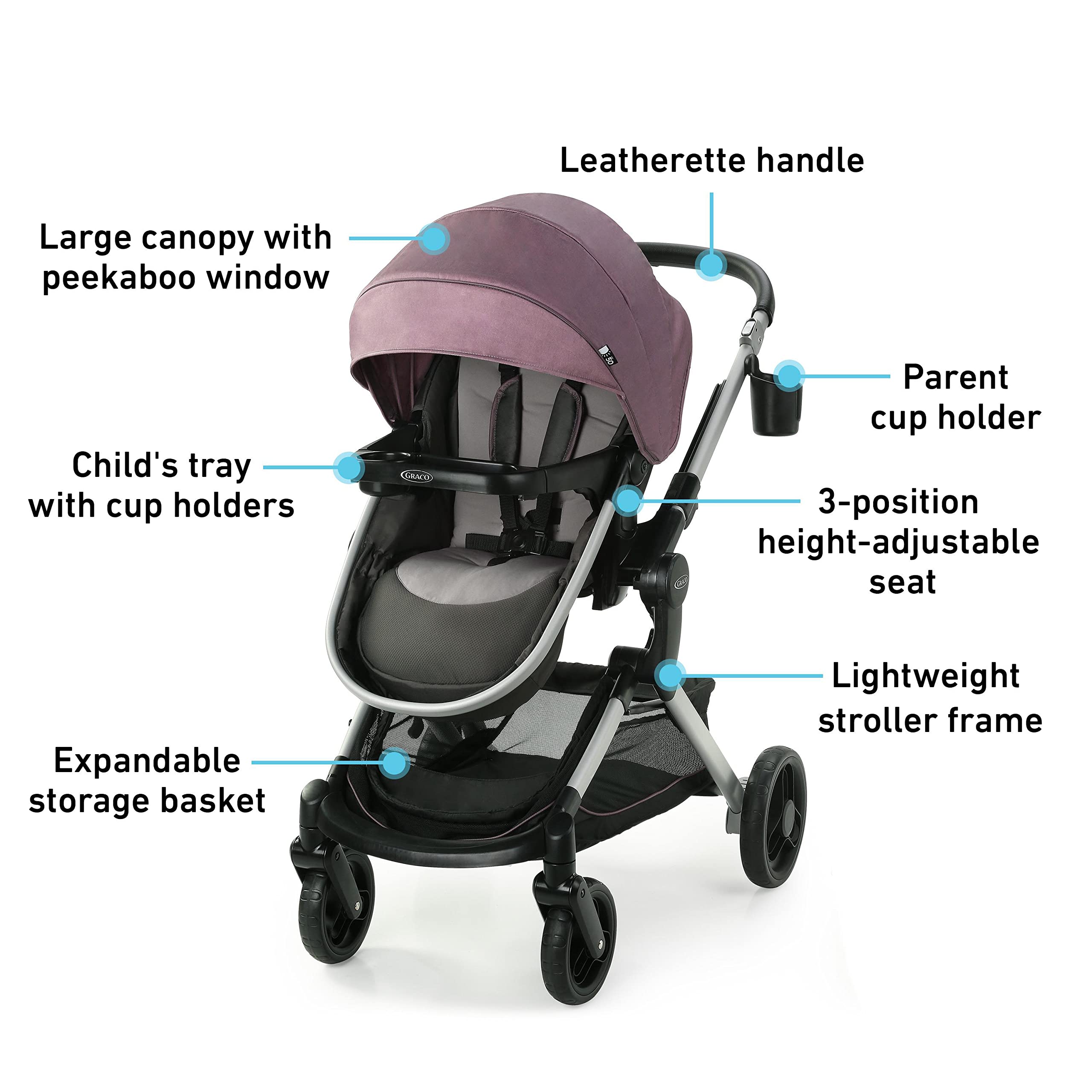 Graco Modes Nest Travel System, Includes Baby Stroller with Height Adjustable Reversible Seat, Pram Mode, Lightweight Aluminum Frame and SnugRide 35 Lite Elite Infant Car Seat, Norah