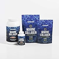 CORREXIKO Hydrolyzed Marine Collagen Peptides Powder and Capsules. Canadian Wild-Caught Fish Skin(Not Scales)-Colageno Hidrolizado en Polvo- Protein Supplement for Skin, Hair, Joints and Digestion
