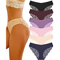 Sth Big Cheeky Underwear for Women Lace No Show Bikini Soft Breathe Seamless Panties Ladies Sexy Hipster Set 6 Pack