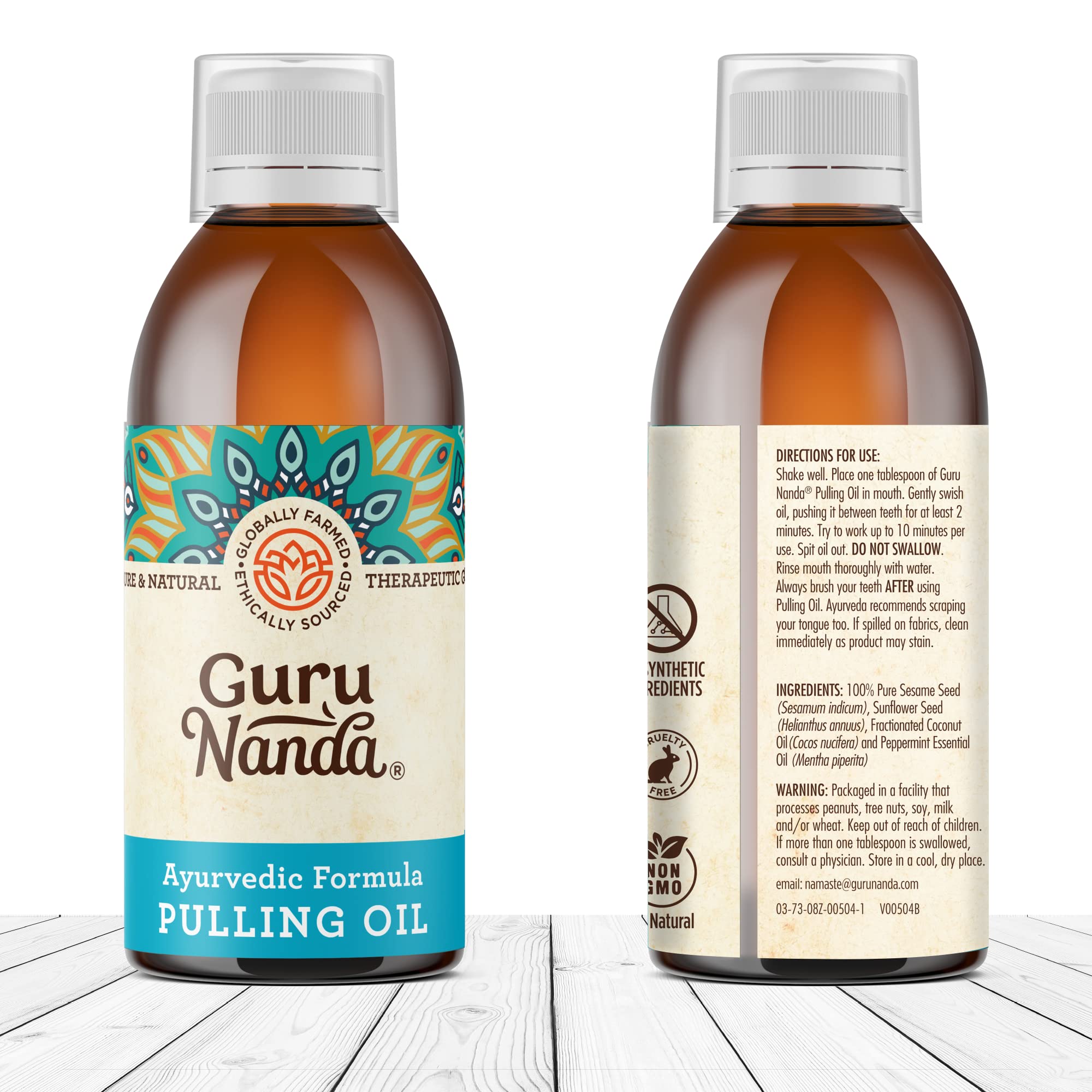 GuruNanda Original Oil Pulling - Alcohol & Fluoride Free, Natural Mouthwash - Ayurvedic Blend for Healthy Teeth & Gums, Natural Teeth Whitening and Fresh Breath - Unflavoured Oral Rinse (8.45 fl.oz)