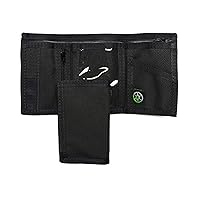 Men's Ballistic Nylon Trifold Wallet w/ Zippered Pockets and ID Window - Black
