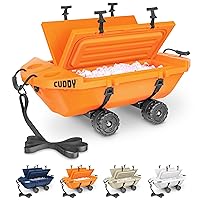 CUDDY Crawler Cooler with Wheels – 40 QT Amphibious Floating Cooler and Dry Storage Vessel - Orange