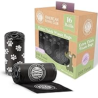 AKC Dog Poop Bags - EXTRA THICK Leak Proof Pet Waste Bags - 16 Refill Rolls - Lavender Scent - 240 Count (Paw Print)