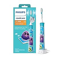 for Kids 3+ Bluetooth Connected Rechargeable Electric Power Toothbrush, Interactive for Better Brushing, Turquoise, HX6321/02
