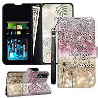 for TCL 40 XE 5G 2023 Wallet Case with RFID Blocking Card Slot Shockproof Leather Cover for TCL 40XE with Wristlet Strap Kickstand Phone Case for TCL 40 XE 5G T609DL, Glitter Proverbs