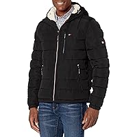 Tommy Hilfiger Men's Midweight Sherpa Lined Hooded Water Resistant Puffer Jacket