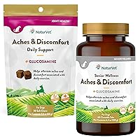 NaturVet Aches & Discomfort Dog Supplement Plus Glucosamine – Supports Canine Joint Health – Helps Relieves Exercise Aches – 30 Soft Chews & Senior Wellness Aches & Discomfort for Dogs – 60 Chewables