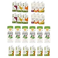 Serenity Kids Picky Eater Preventer Baby Food and Snack Bundle | Meats & Herbs Variety Pack, Bone Broth Pouch Variety Pack, Carrot Spinach Basil Pouches, Broccoli Puffs (24 Count)