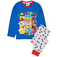 Paw Patrol Boys Pyjama Set | Kids Blue Loungewear T-Shirt & Pants Complete PJ Bundle | Chase Rubble Marshall Pawsome Pups