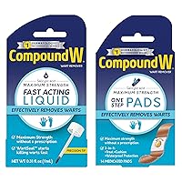 Compound W Wart Remover Liquid and Pad Pack, 0.31 oz Salicylic Acid Liquid and 14 One Step Pads