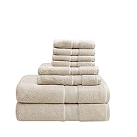 MADISON PARK SIGNATURE 800GSM 100% Cotton Luxury Bath Towels,Oversized Linen Cotton Bath Towel Sets, 8-Piece Include 2 Bath Towels, 2 Hand Towels & 4 Wash Towels, Natural