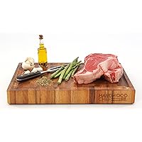 Premium Thick Acacia Wood End Grain Cutting Board Butcher Block with Groove, 16 x 12 x 1 3/4 in | For Chopping & Serving Cheese | (Gift Box Included) with BONUS e-Book
