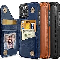 LOHASIC for iPhone 15 Pro Wallet Case, 5 Card Holder Phone Cover to Men Women, Premium PU Leather Credit Slot, Magnetic Clasp Kickstand Protective Flip Folio Portfolio, 6.1 Inch, 5G, 2023 - Blue
