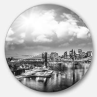 Amazing Night in New York City-Cityscape Photo Large Disc Metal Wall Art MT7563-C23-Disc of 23 inch, 23'' H x 23'' W x 1'' D 1P, Blue