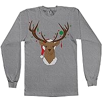Threadrock Men's Christmas Reindeer Long Sleeve T-Shirt