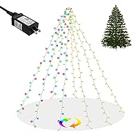 Christmas Tree Lights,Warm White & Multicolor Color Changing 11 Lighting Modes Christmas Tree Fairy Lights,288LED,6.6FT x 8 Lines Christmas String Lights for Xmas Tree Decoration