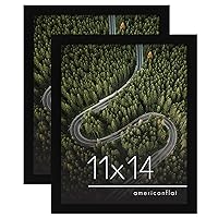 Americanflat 11x14 Picture Frame in Black - Set of 2 - Engineered Wood Photo Frame with Shatter-Resistant Glass and Hanging Hardware for Wall Display