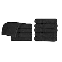 Superior Egyptian Cotton 10-Piece Face Towel Set, Small Towels for Facial, Spa, Quick Dry, Absorbent Towels, Bathroom Accessories, Guest Bath, Home Essentials, Washcloth, Airbnb, Black