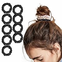 LILYSILK 9 Pack 100 Real Mulberry Silk Scrunchies Black for Women Mini- Colorful Hair Bow Ties- Girls- Unique Bobble Elastics Hair Scrunchy- Soft Cute