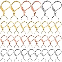 PAGOW 60pcs Stainless Steel French Earring Hooks Leverback Ear Wires Hypoallergenic Pendant Clasp Supplies for DIY Jewelry Making(Gold,Silver,Rose Gold)