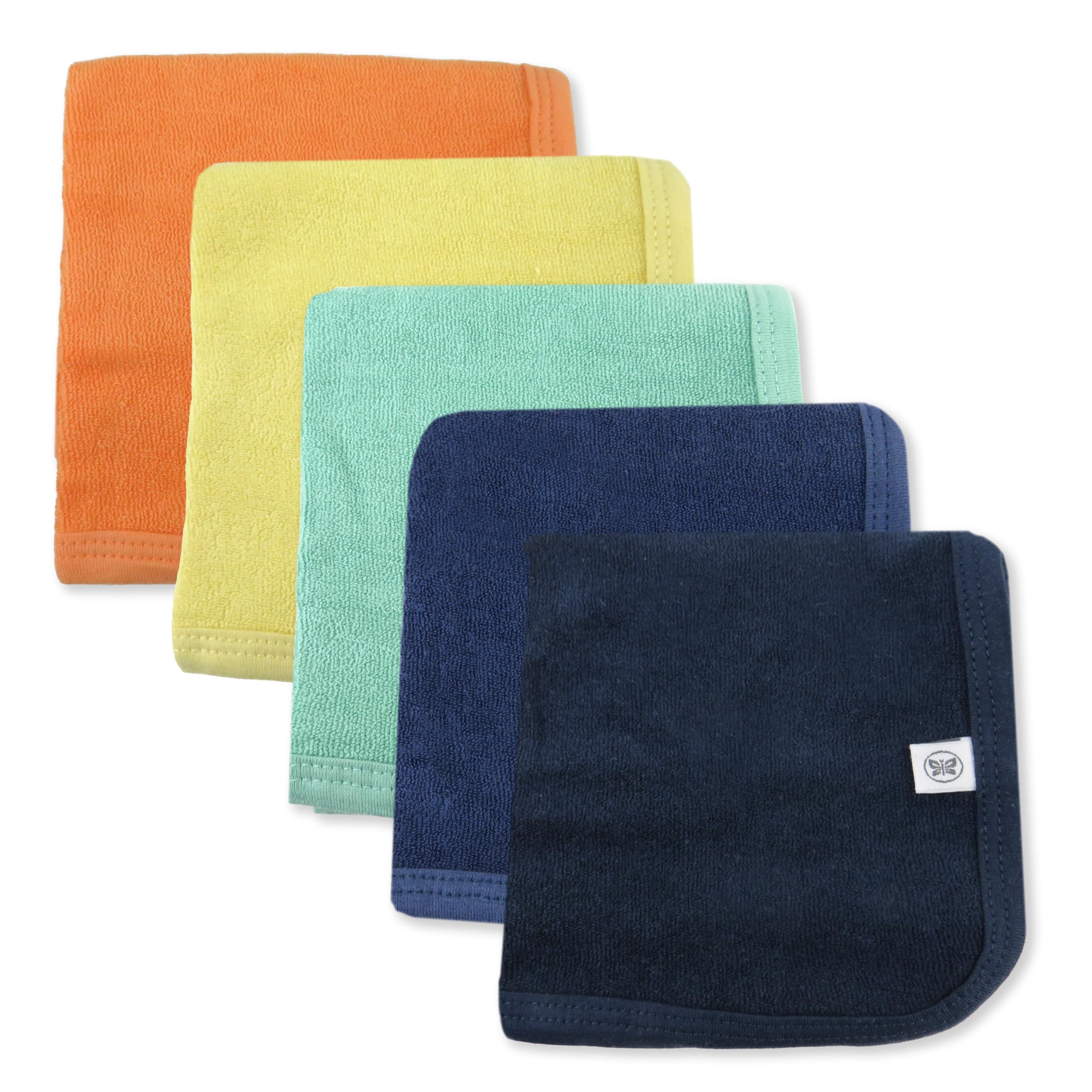 HonestBaby Unisex Baby Organic Cotton Washcloth Multi-Pack Winter Accessory Set, 5-Pack Rainbow Blue, One Size