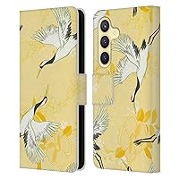 Head Case Designs Officially Licensed Haroulita Yellow Birds and Flowers Leather Book Wallet Case Cover Compatible with Samsung Galaxy S24 5G