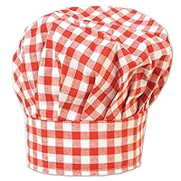 Gingham Fabric Chef's Hat (red) Party Accessory (1 count) (1/Pkg)