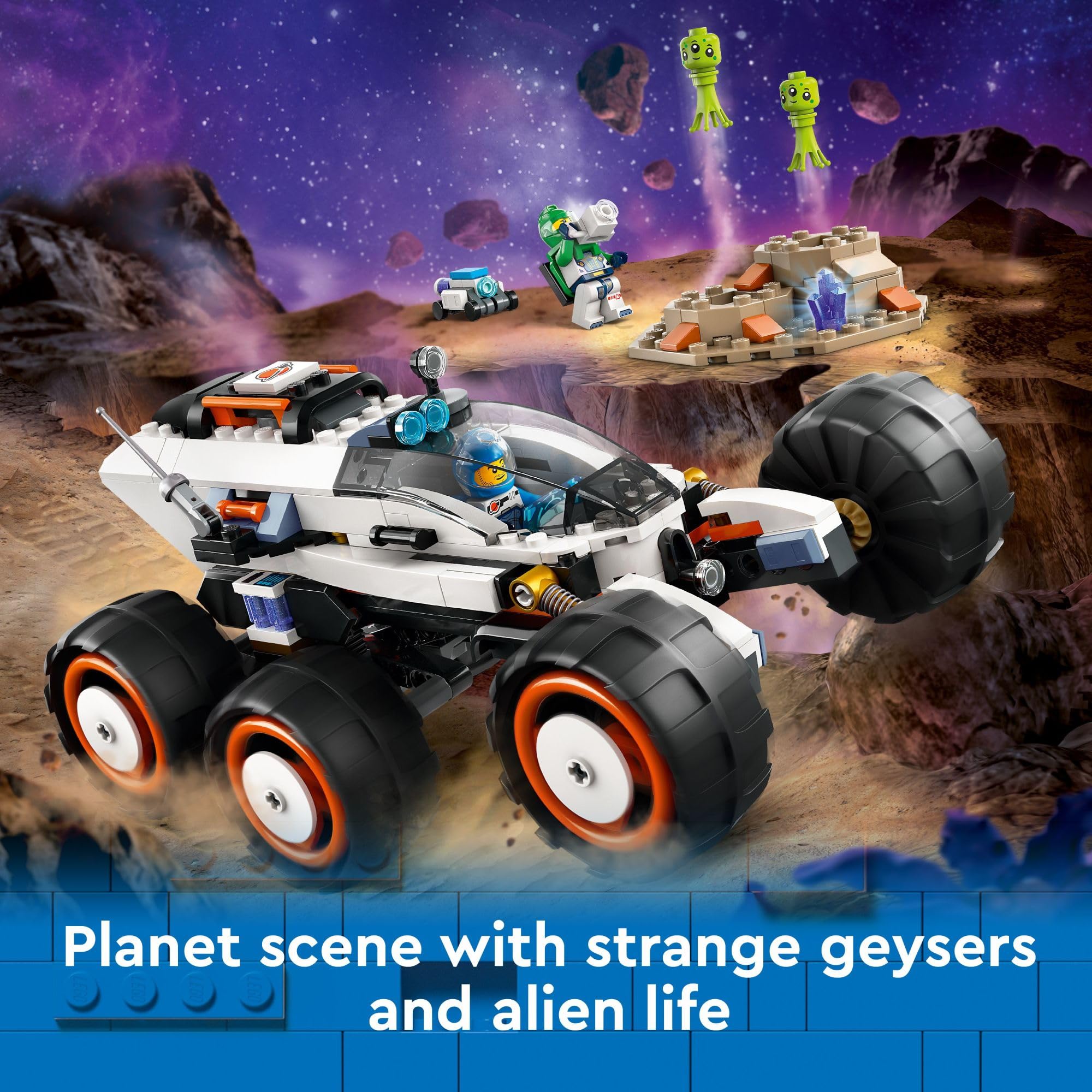 LEGO City Space Explorer Rover and Alien Life Toy, Space Gift for Boys and Girls Ages 6 and Up with 2 Minifigures, Robot and Extraterrestrial Figures, Pretend Play STEM Toy, 60431